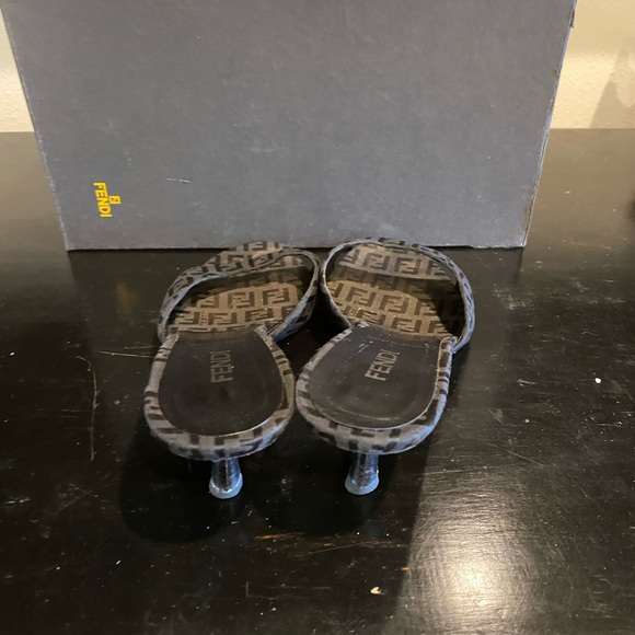 FENDI FF MULES BLACK SIZE:7.5 PREOWNED - Picture 4 of 7